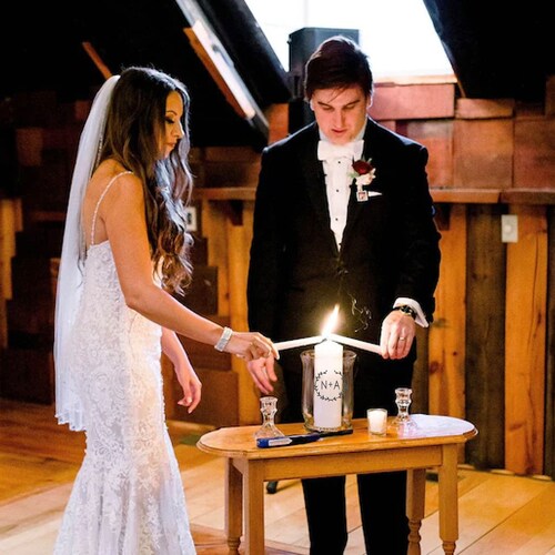 Unity Candle Holder Set Wedding Monogram Hurricane Glass Etsy