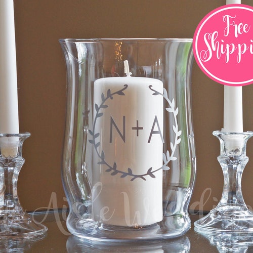 Unity Candle Holder Set Wreath & Initials FREE SHIPPING Etsy