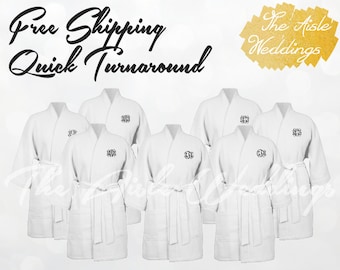 WHITE COTTON ROBES - Bridesmaid Robe - Bridesmaids Gifts - Monogrammed Robes - Personalized Robes - Wedding Favors - Spa Robes - Pinterest