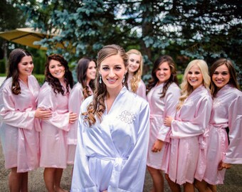 Satin Bridesmaid Robes | Personalized Robes | Bridesmaid Gift | Bridesmaid Proposal | Set of Robes | Bridal Robe | Custom Robe | Robe Set