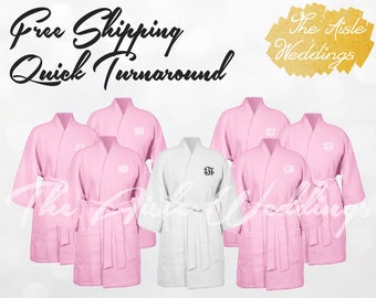 BLUSH COTTON ROBES - Bridesmaid Robes - Bridesmaids Gifts - Custom Robes - Gift for Bridesmaids - Wedding Party Gift - Pinterest Wedding