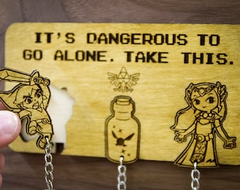 Legend of Zelda Inspired Modern | Wooden Keyring and Wall Mount | Laser-cut Keyring Rack | Gaming Home Decor and Geeky Gamer Gift