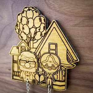 Welcome to our Balloon House inspired keyring and mount set image 4