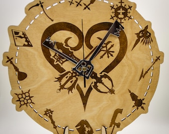 Organization XIII Data Symbols Wall Clock – Kingdom Hearts Inspired Wooden Timepiece with 12 Member Emblems