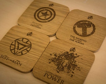 Comic heroes Inspired Drinks Coasters - Set of Four