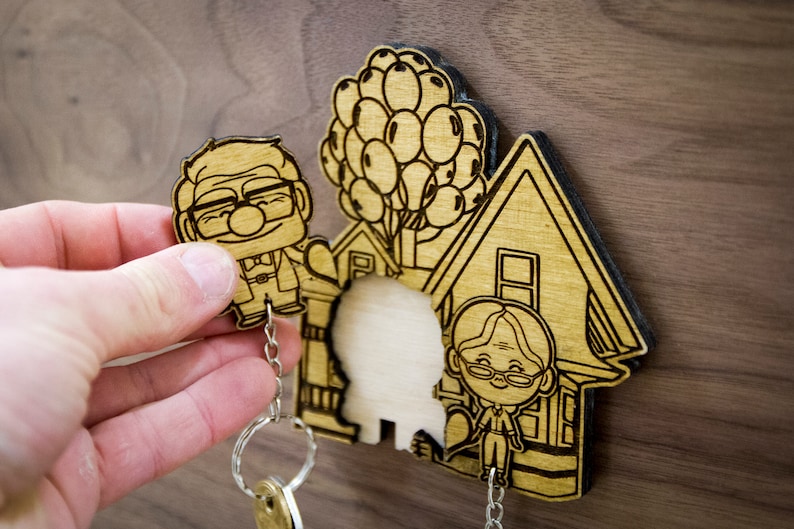 Welcome to our Balloon House inspired keyring and mount set image 2