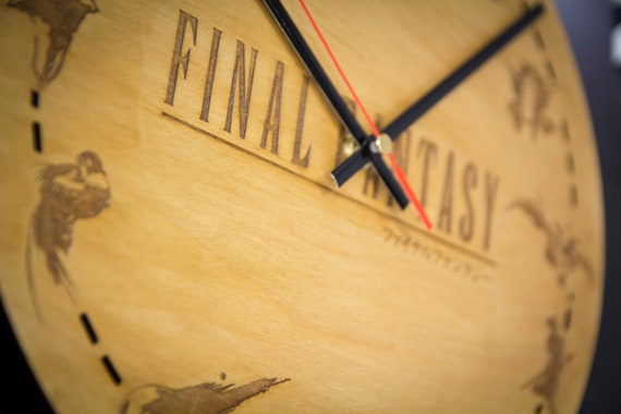 Final Fantasy Inspired Wooden Wall Clock - Lasercut and