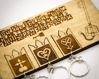 Kingdom Hearts Inspired "You are the one" | Wooden Keyring and Wall Mount | Laser-cut Keyring Rack | Gaming Home Decor and Geeky Gamer Gift