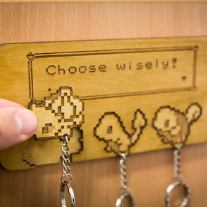 Choose Wisely! Inspired Lasercut & engraved keyring and wall mount - Kanto