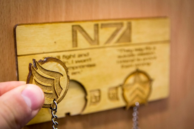 Paragon/Renegade Inspired Lasercut & engraved keyring and wall mount image 3