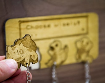 Choose Wisely! Inspired Lasercut & engraved keyring and wall mount - Kanto