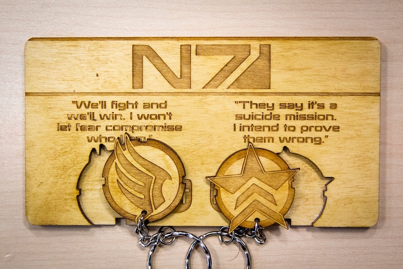 Paragon/Renegade Inspired Lasercut & engraved keyring and wall mount image 2