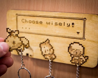 Choose Wisely! Lasercut & engraved keyring and wall mount - Sinnoh