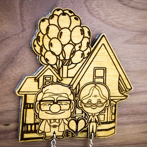 Welcome to our Balloon House inspired keyring and mount set