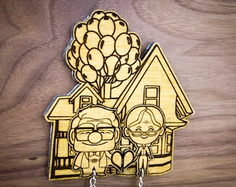 Welcome to our Balloon House inspired keyring and mount set