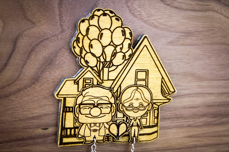 Welcome to our Balloon House inspired keyring and mount set image 1