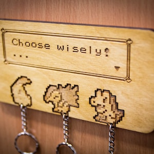 Choose Wisely! Lasercut & engraved keyring and wall mount - Johto