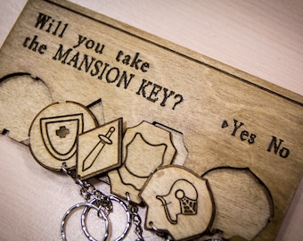 Will you take the MANSION KEY? Inspired Lasercut & engraved keyring and wall mount