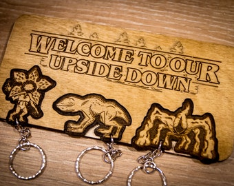 Welcome to our Upside Down Inspired Lasercut Keyring and Wall Mount