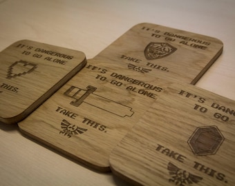 It's dangerous to go alone! Inspired Drinks Coasters - Set of Four