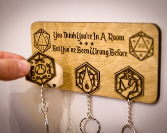 Dungeons and Dragons Lasercut & engraved keyring and wall mount