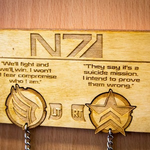 Mass Effect Inspired Paragon and Renegade | Wooden Keyring and Wall Mount | Laser-cut Keyring Rack | Gaming Home Decor and Geeky Gamer Gift