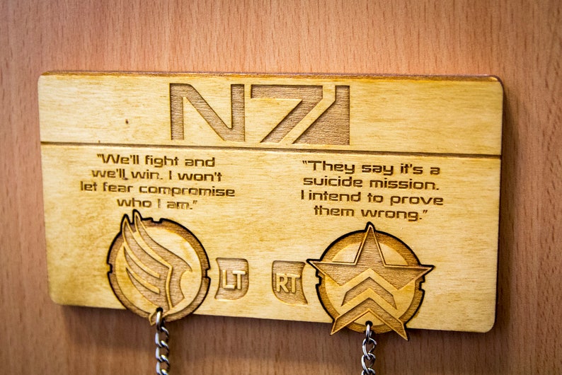 Paragon/Renegade Inspired Lasercut & engraved keyring and wall mount image 1