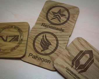 Paragon, Renegade, N7, Cerberus Inspired Drinks Coasters - Set of Four