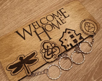 Coheed and Cambria Inspired "Welcome Home" | Wooden Keyring and Wall Mount | Laser-cut Keyring Rack | Music Home Decor and Gift
