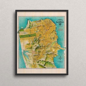 Mapa vintage de São Francisco, mapa antigo de São Francisco, impressão de mapa vintage, mapa antigo, impressão de mapa antigo, mapa de São Francisco, impressão da cidade de São Francisco