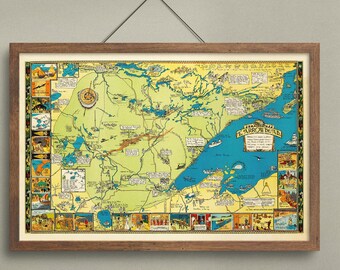 Vintage pictorial map of The Arrowhead, old map the arrowhead Minnesota, American Association of University Women, the arrowhead, Minnesota