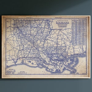 Louisiana map, Vintage Louisiana map, old Louisiana map, Louisiana blueprint map, map poster, vintage map, map print, history lover, old map