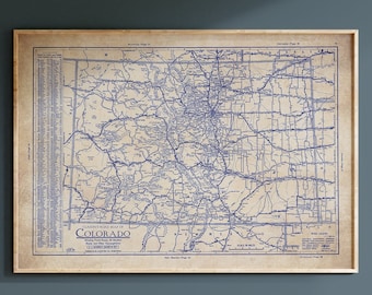 Colorado map, Vintage Colorado map, old Colorado map, Colorado blueprint map, map poster, vintage map, map print, history lover, state map