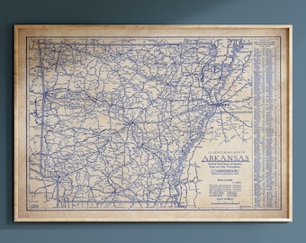 Arkansas map, Vintage Arkansas map, old Arkansas map, Arkansas blueprint map, map poster, vintage map, map print, history lover, old map