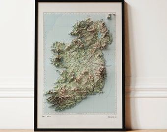 Ireland Wall Art Print: Vintage 1955 Map - Digitally Enhanced