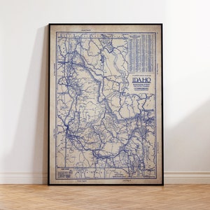 Idaho Karte, Vintage Idaho Karte, Idaho Wandkunst, Vintage Idaho Blaupause Karte, Kartenplakat, Vintage Karte, alte Karte drucken, Geschichte Liebhaber