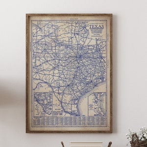 Carte du Texas, carte vintage du Texas, art mural du Texas, carte vintage du Texas, affiche de carte, carte vintage, impression de carte ancienne, amateur d'histoire, carte d'état