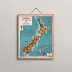 Vintage New Zealand Map Print - 1951 Retro Wall Art image 3