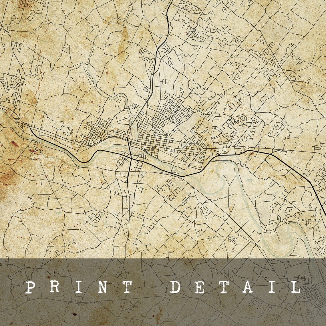 Vintage Pottstown Map Pennsylvania Vintage style Map City  Etsy