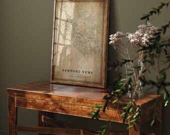 Newport News Map Print: Vintage Rustic Wall Art (Multiple Sizes)