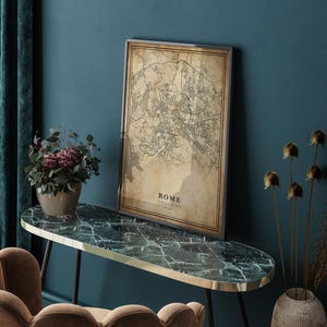 Rome Vintage Map Print: Minimalist City Art on Canvas or Paper image 7