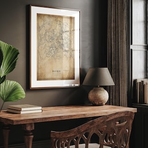 Rome Vintage Map Print: Minimalist City Art on Canvas or Paper image 2