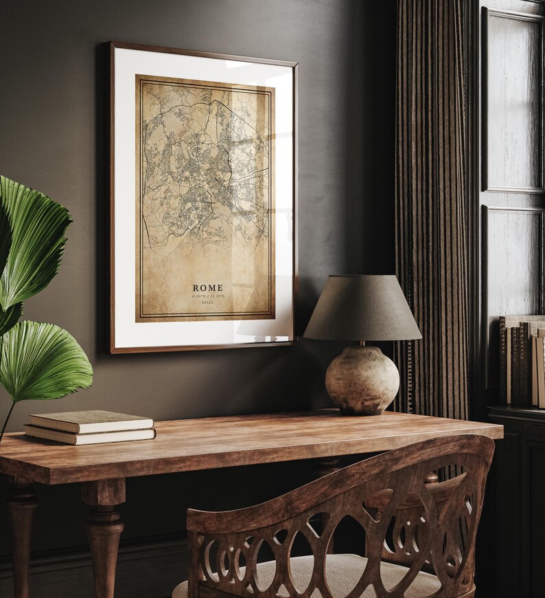 Rome Vintage Map Print: Minimalist City Art on Canvas or Paper image 2