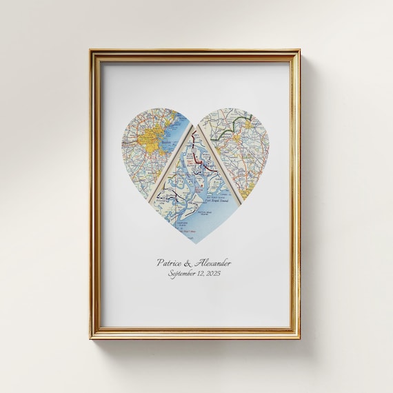 Heart Map Print: Custom Wedding or Anniversary Gift (Digital File)