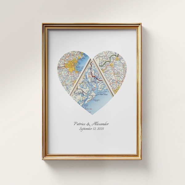 Mapa do Coração Impresso: Presente Personalizado para Casamento ou Aniversário (Arquivo Digital)