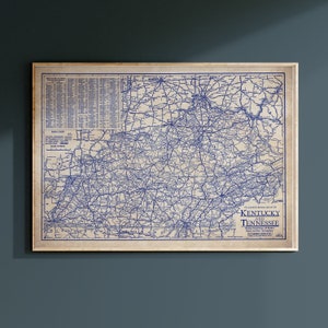 Vintage Karte von Kentucky und Tennessee, Vintage Karte von Kentucky und Tennessee, Blaudruck Karte, historische Karte von Kentucky und Tennessee, alte Karte Geschenk, Heimatstaat