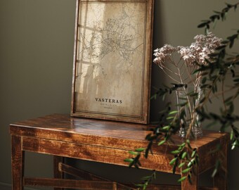 Vasteras Map Print: Vintage Style Wall Art from Sweden