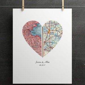 Personalized map, Heart map print, Anniversary gift, Map print, Custom wedding gift, Paper Anniversary, Map Art, Engagement gift image 5