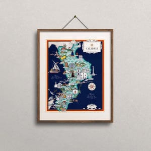 Mapa Kalabrii w stylu vintage, Włochy w wersji ilustrowanej (8x10 lub 16x20 cali) zdjęcie 3