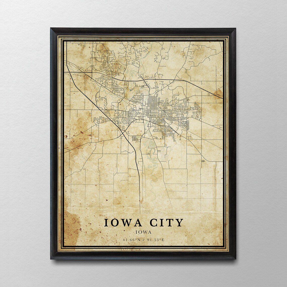 Vintage Iowa City Map Iowa Vintage style Map City Map Iowa | Etsy